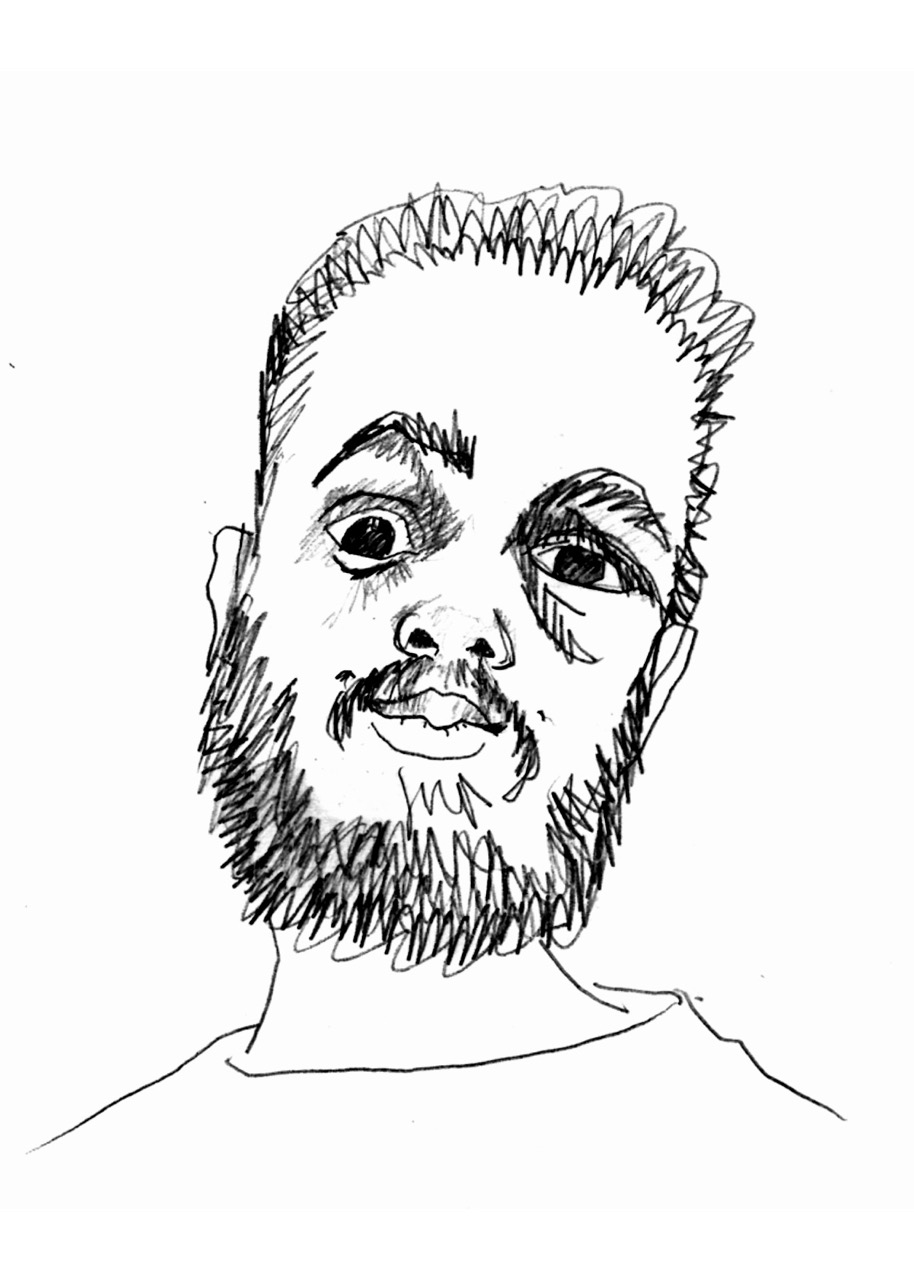 Sketch portrait of David Gadelkarim